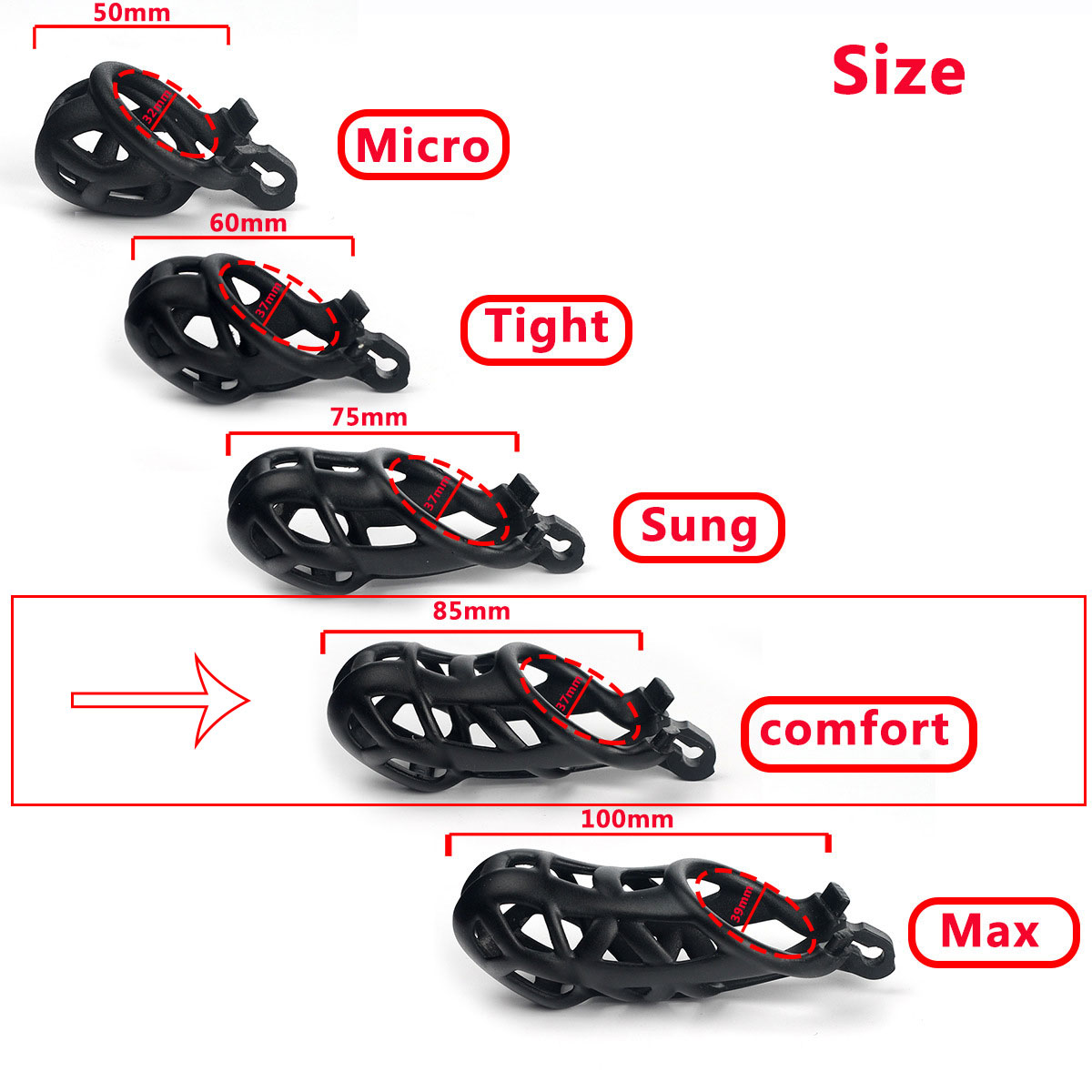 black comfort chastity cage