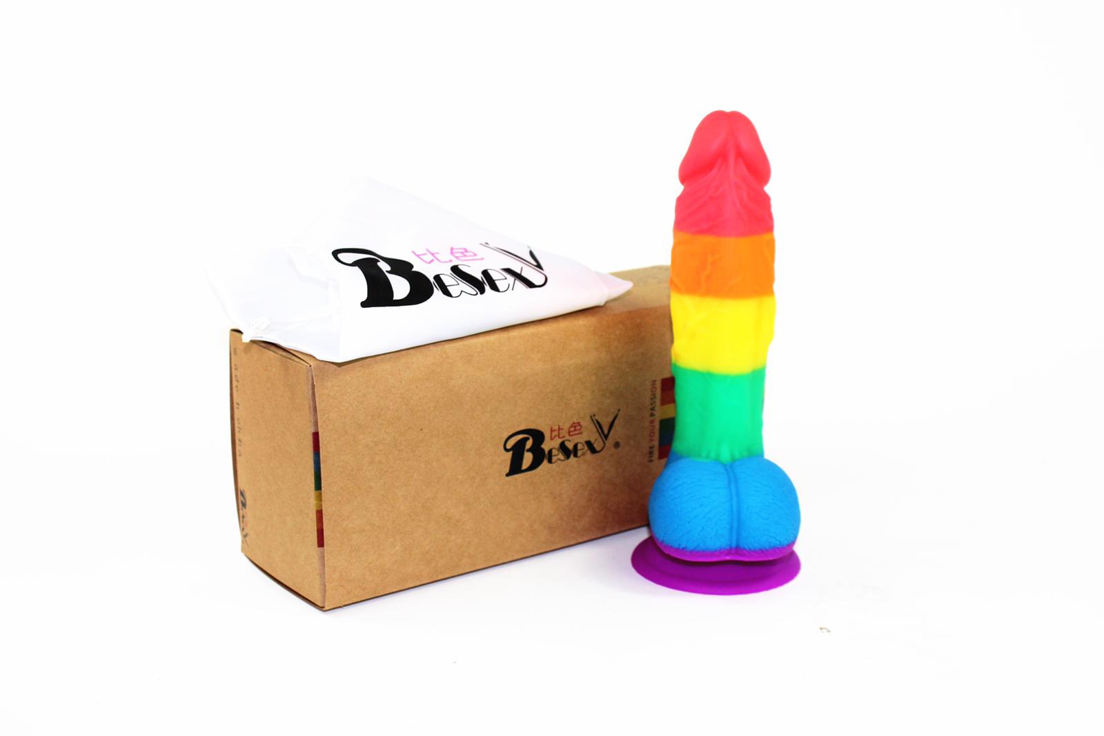 colorful rainbow soft silicone dildo