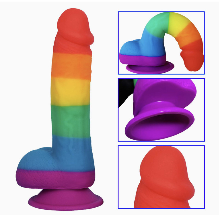 colorful rainbow soft silicone dildo