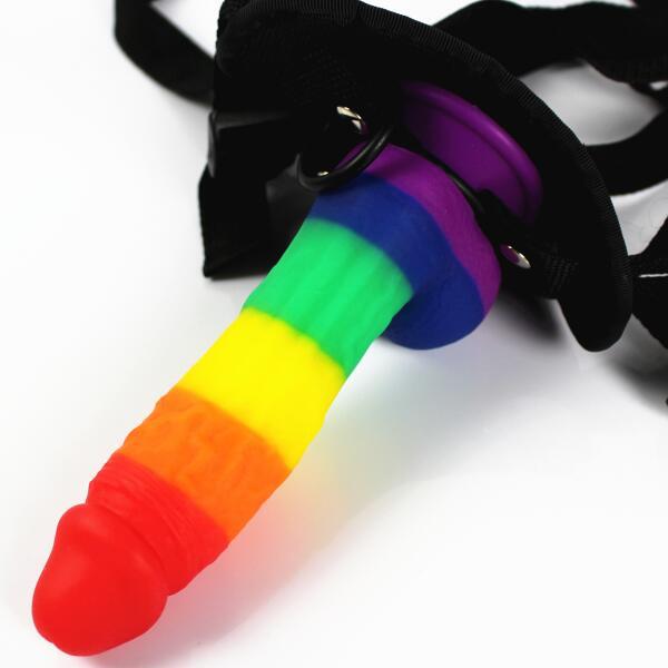 colorful rainbow soft silicone dildo